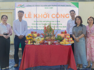 Toàn cảnh buổi lễ động thổ tại Trường THPT Hùng Vương, Thái Bình